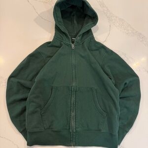 Heavyweight vintage Y2K Uniqlo green zip-up hoodie